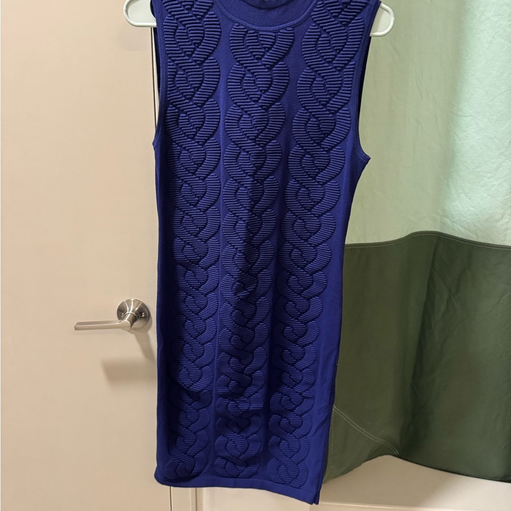 Karen Millen Sleeveless Navy Blue Textured Dress